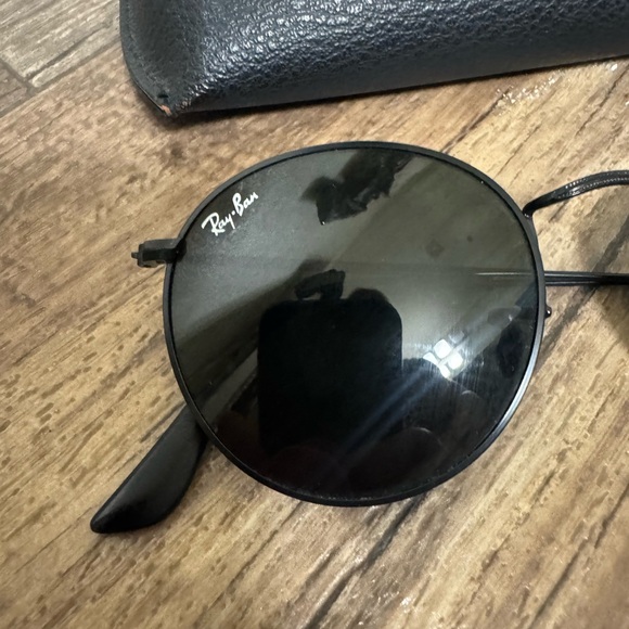 Ray-ban Black Metal Round Sunglasses. Circle John Lennon Style. Small. Great Con - Picture 2 of 8